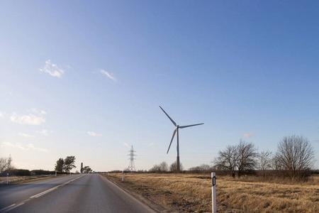 电发电机风机结束天空.可再生电能生产.生态电力,风能涡轮机.